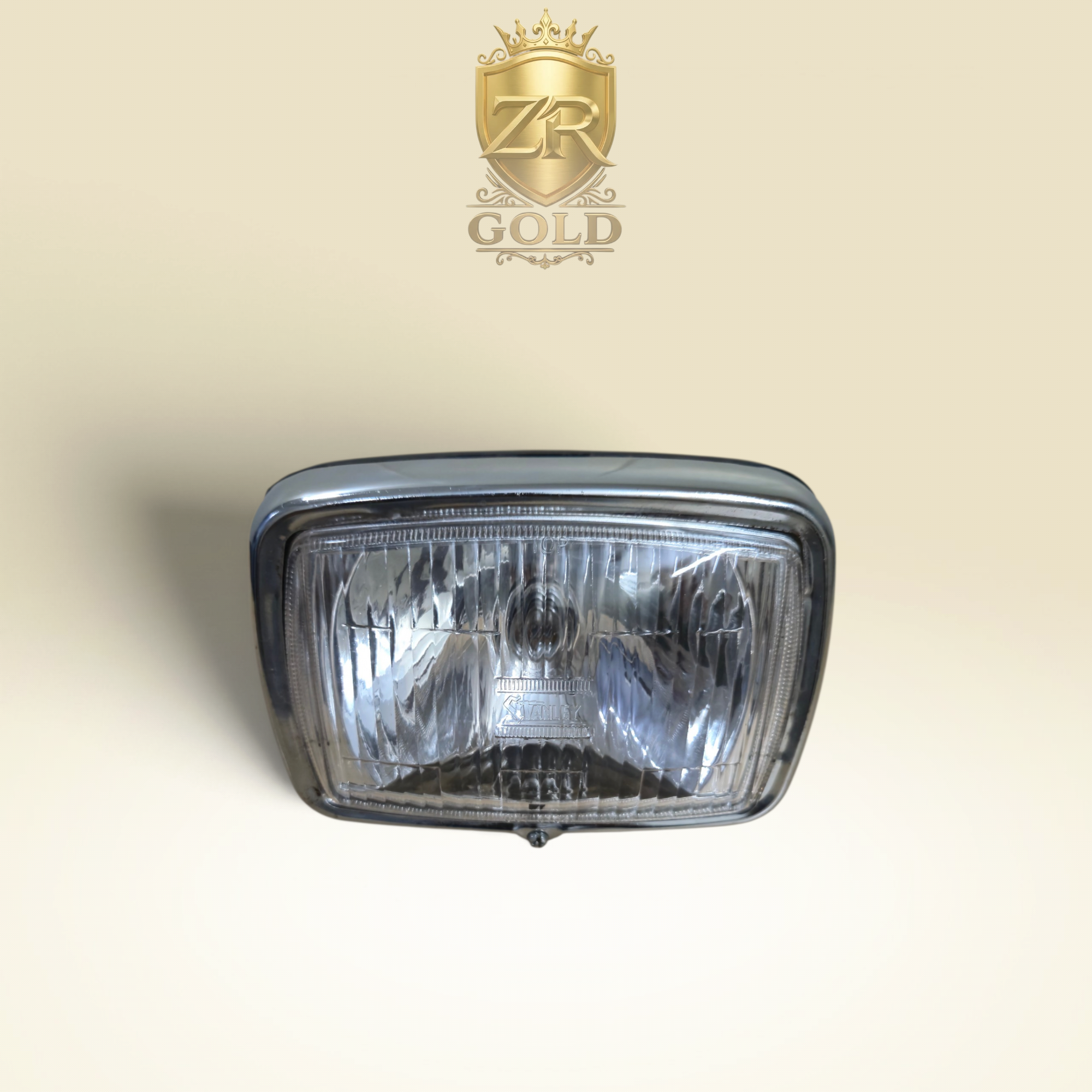 ZR Gold Headlight Half Beam 70cc 125cc Motorcycle - Without Back Case (Chrome Ring, High/Low Beam)
